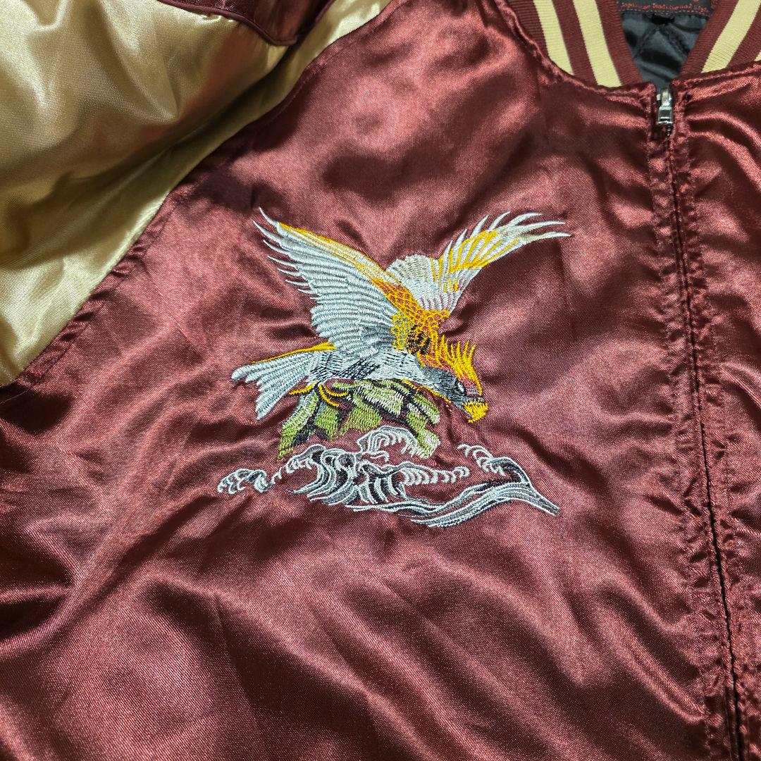 一心如鏡 スカジャン 鷲刺繍 レッド ゴールド 和柄 ブルゾン 5XL