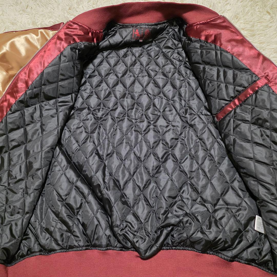 一心如鏡 スカジャン 鷲刺繍 レッド ゴールド 和柄 ブルゾン 5XL