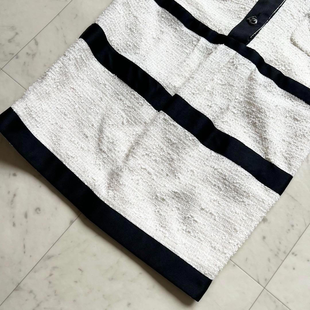 CHANEL バイカラーツイードワンピース フリル襟 ハートココマークボタン