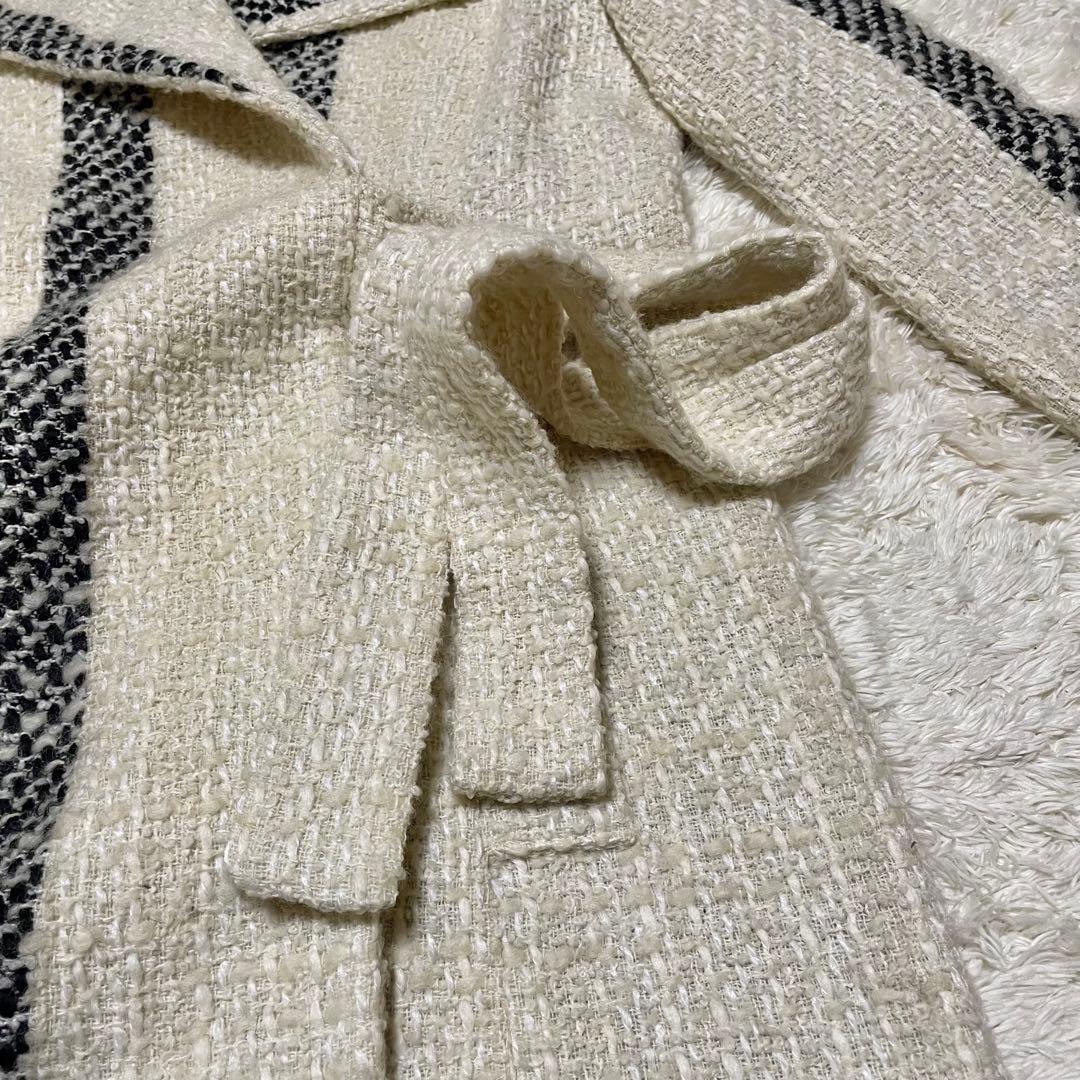 完売品‼️VALENTINO ROMA ツイードロングコート　チェック　ストライプ