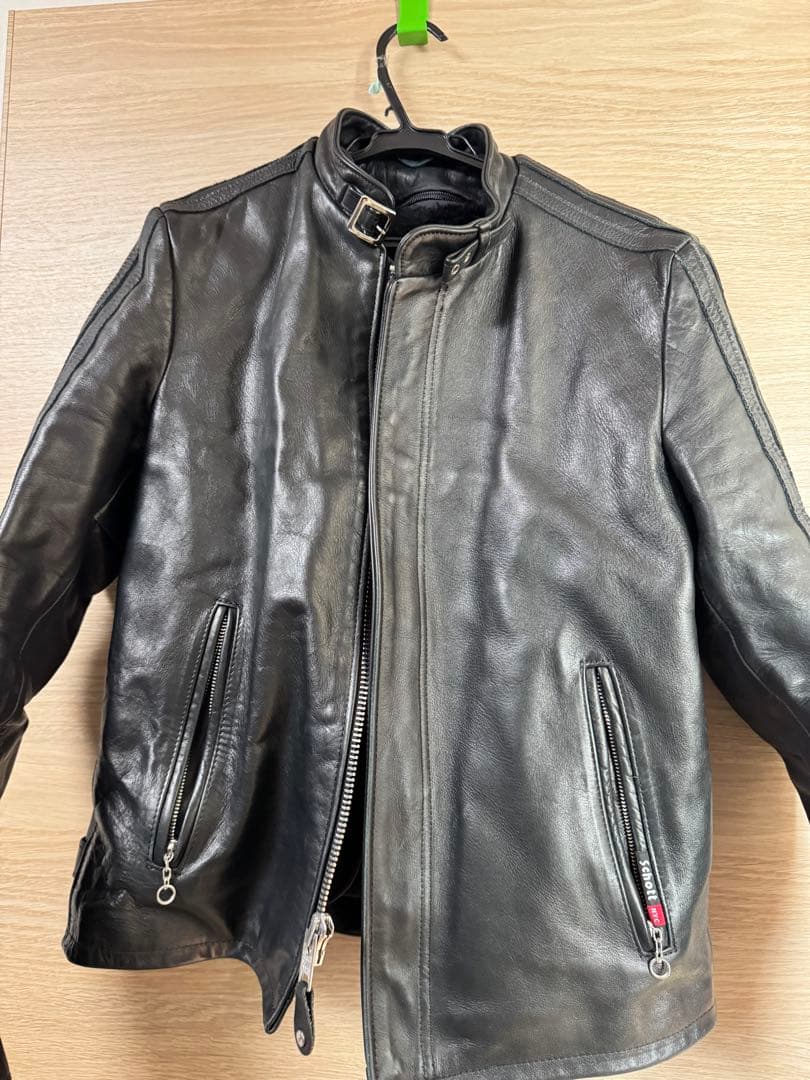 ショット　ブラックレザーシングルライダースジャケット