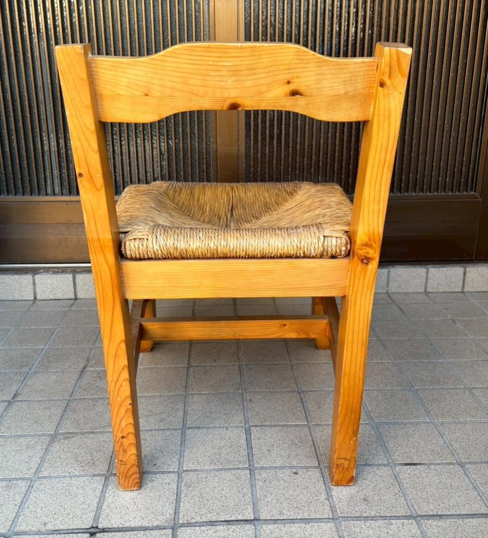 ① ヴィンテージ　木製　ラッシュシート　ラタン　ダイニングチェア