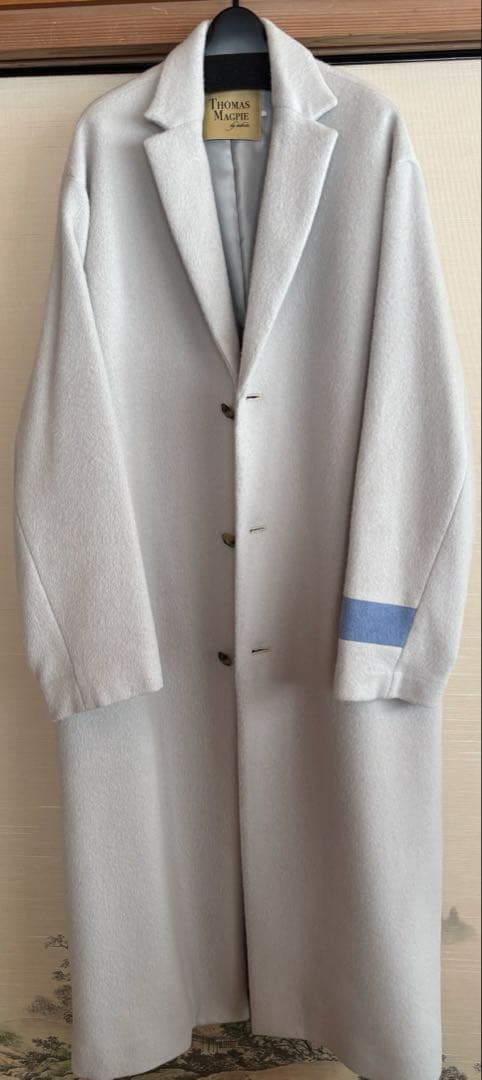 トーマスマグパイアンゴラコート ロングコート ライトグレー