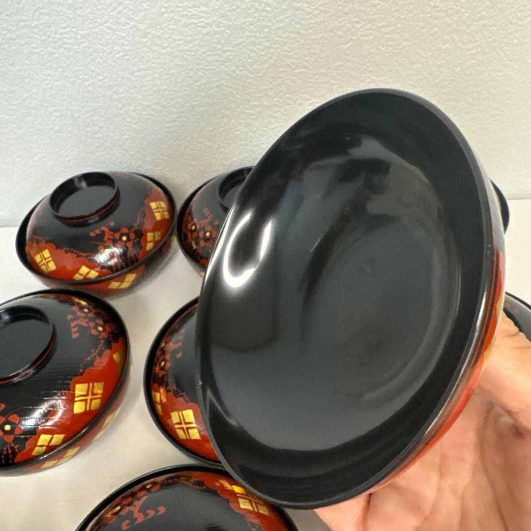 茶道具『懐石道具 正法寺煮物椀　本堅地 特製請合』 漆塗り茶道具 10個セット