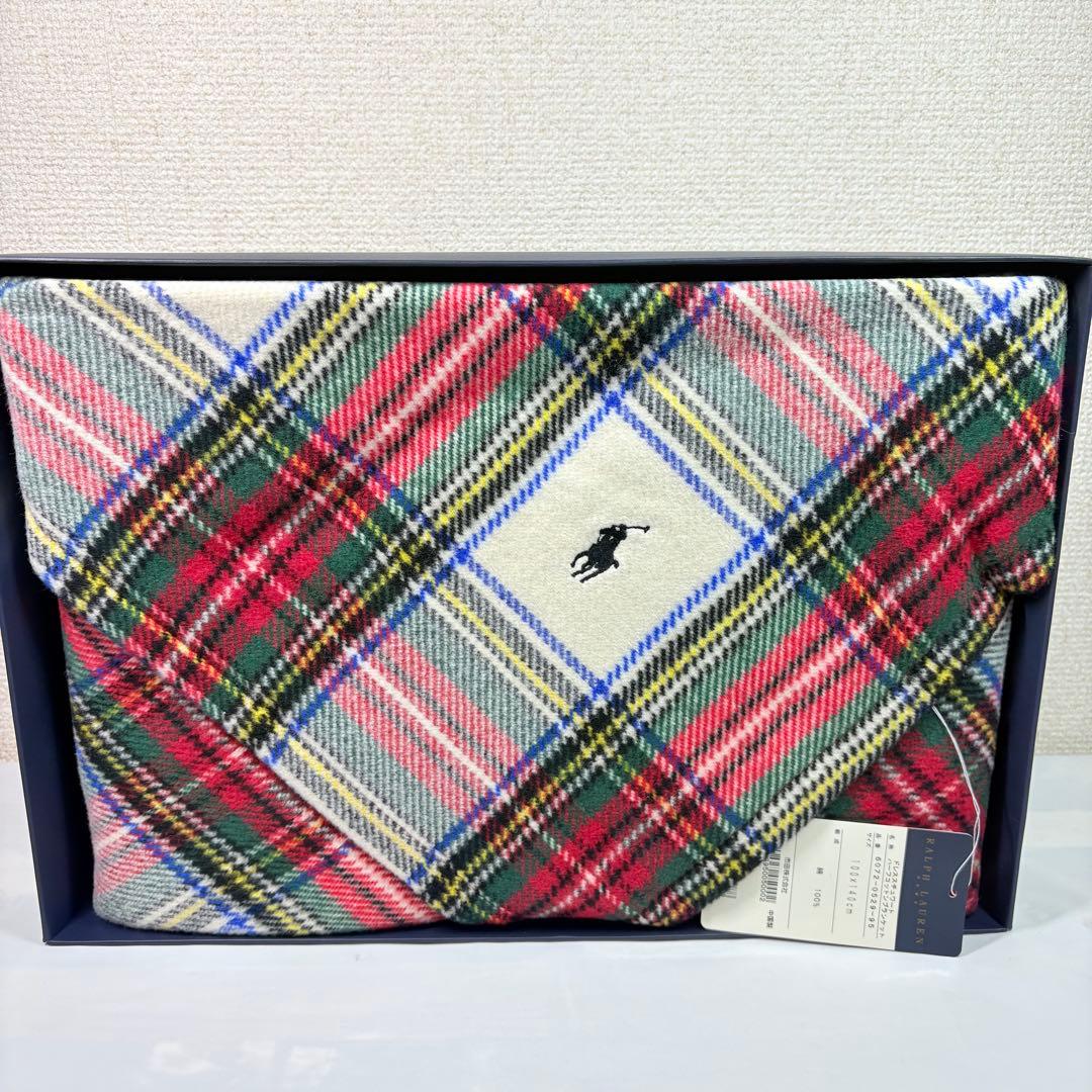 美品　Ralph Lauren ドレススチュワートハーフコットンブランケット