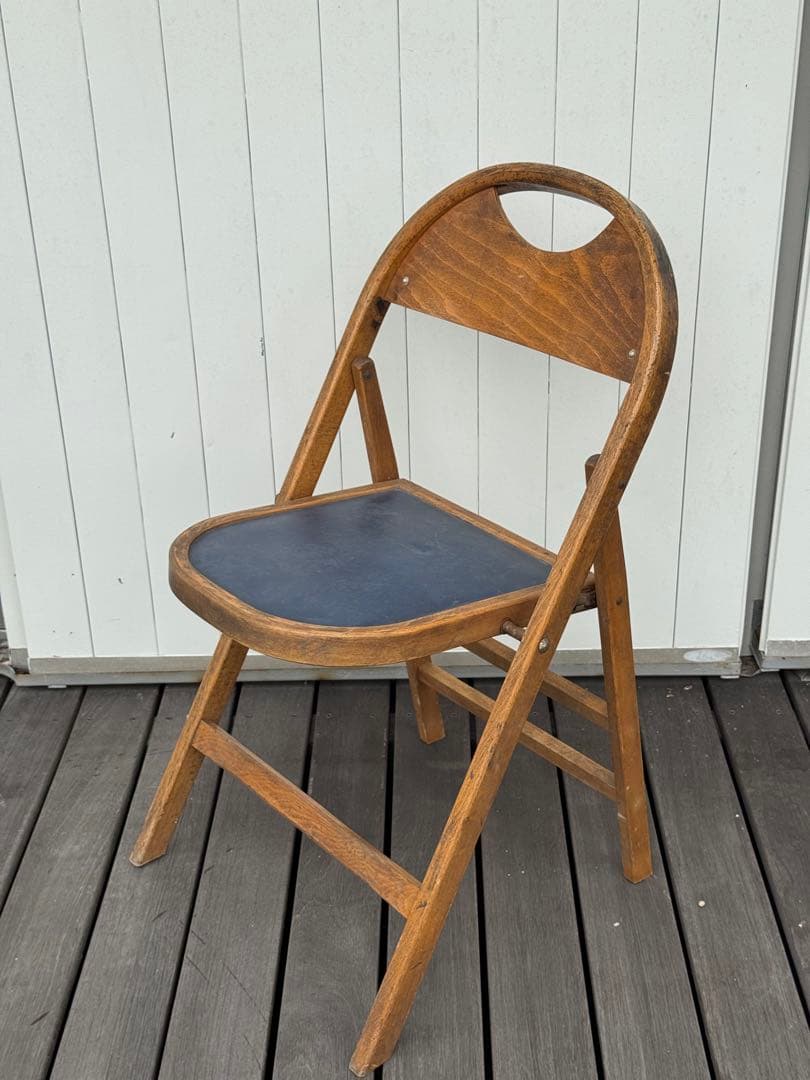 アンティーク 古道具 木製 フォールディングチェア 折りたたみ椅子 昭和レトロ