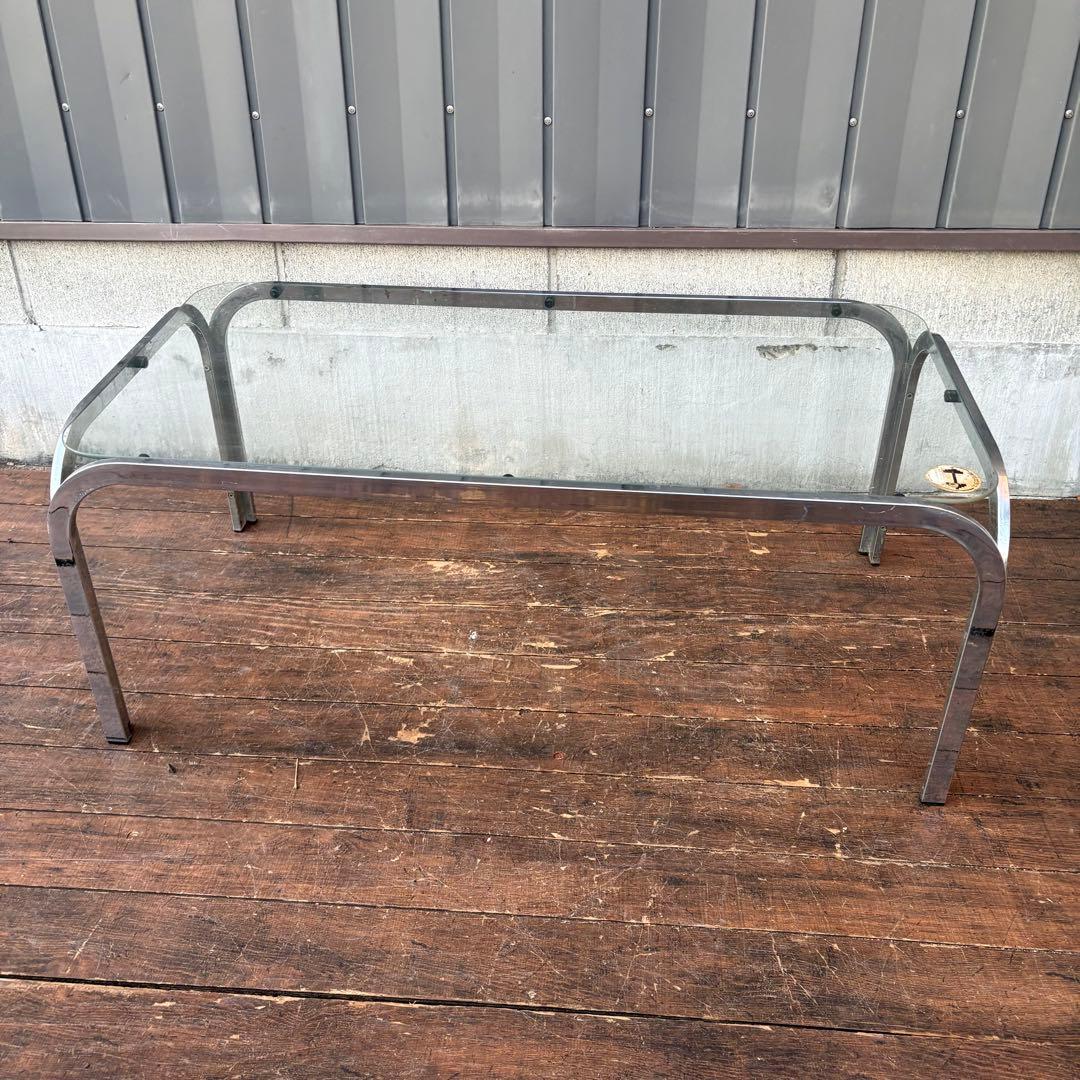 D壁 ミッドセンチュリー 森六家具工業 モリロク メタルフレーム ガラステーブル