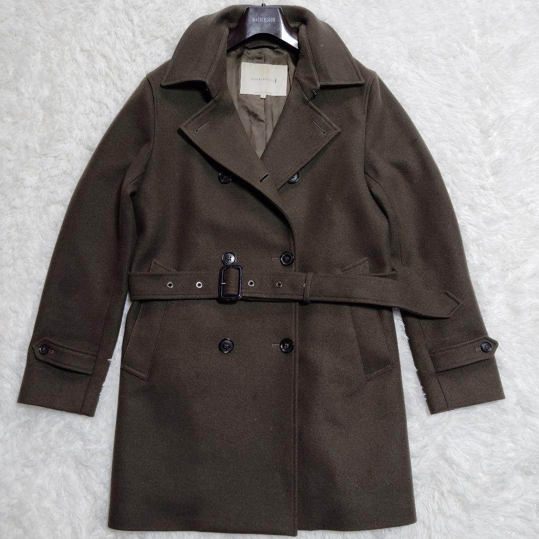 美品 マッキントッシュ フェトラー ウールトレンチ 36 M カーキ ベルト