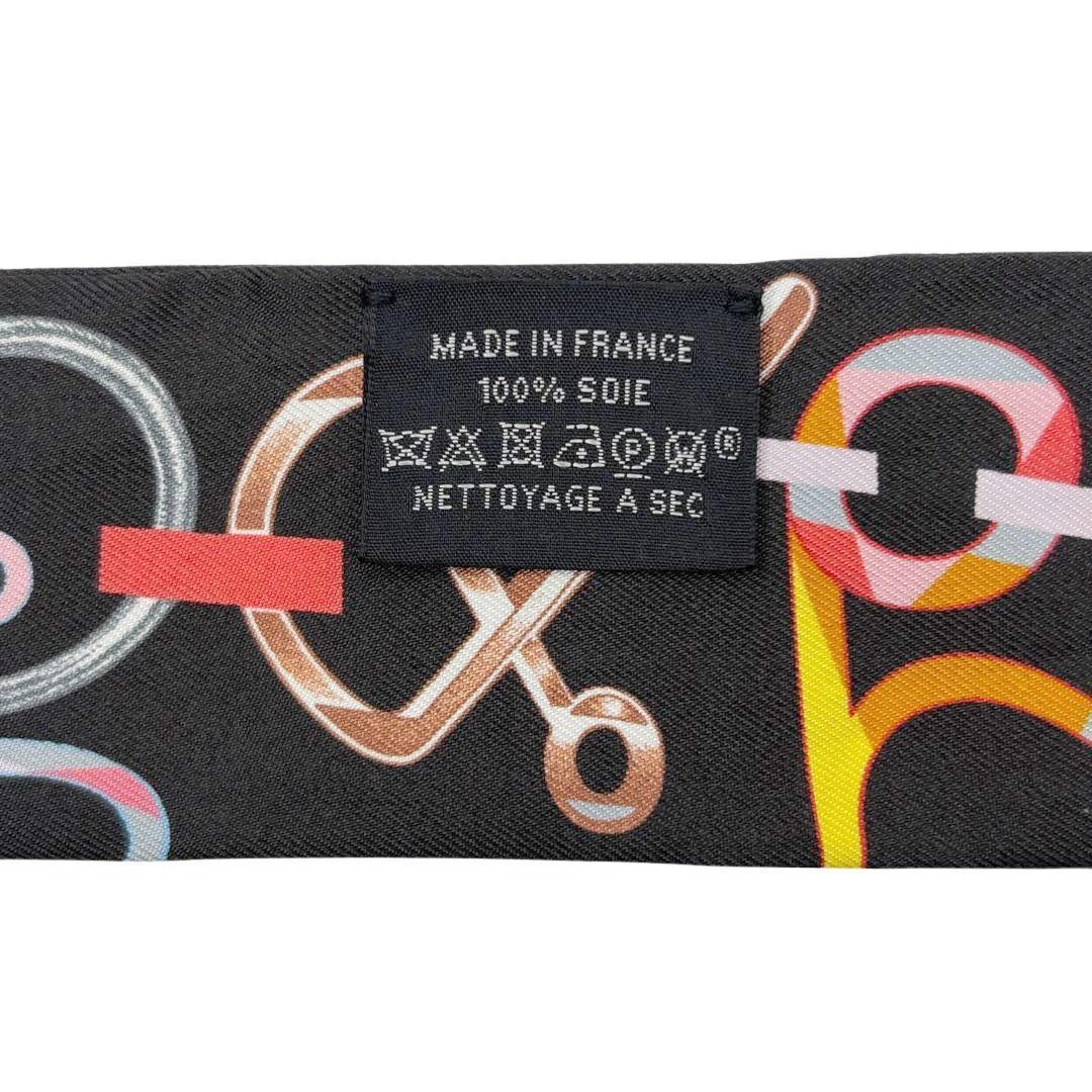 【美品】エルメス スカーフ ツイリー ドレブックル 黒 2023春夏 1Q25