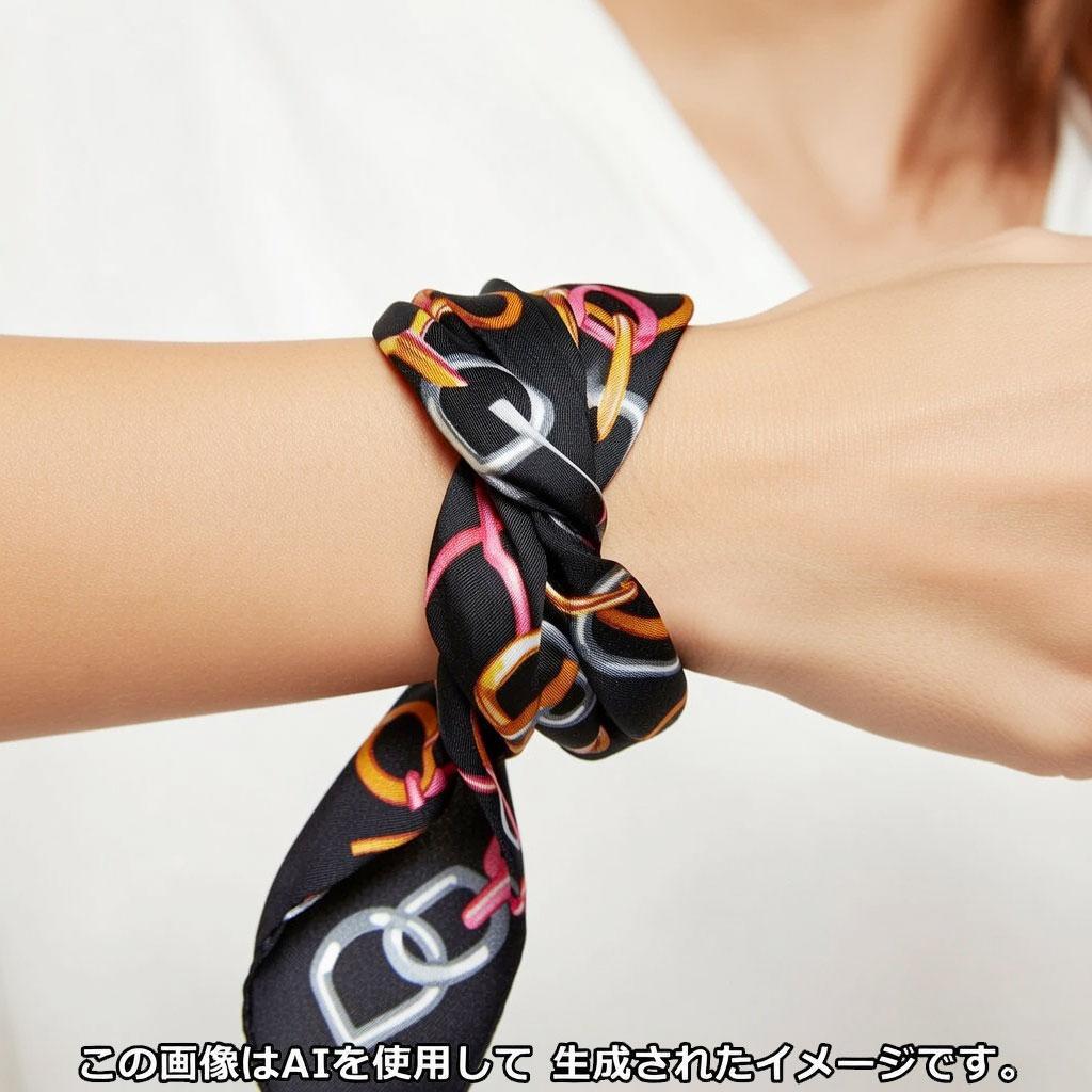 【美品】エルメス スカーフ ツイリー ドレブックル 黒 2023春夏 1Q25