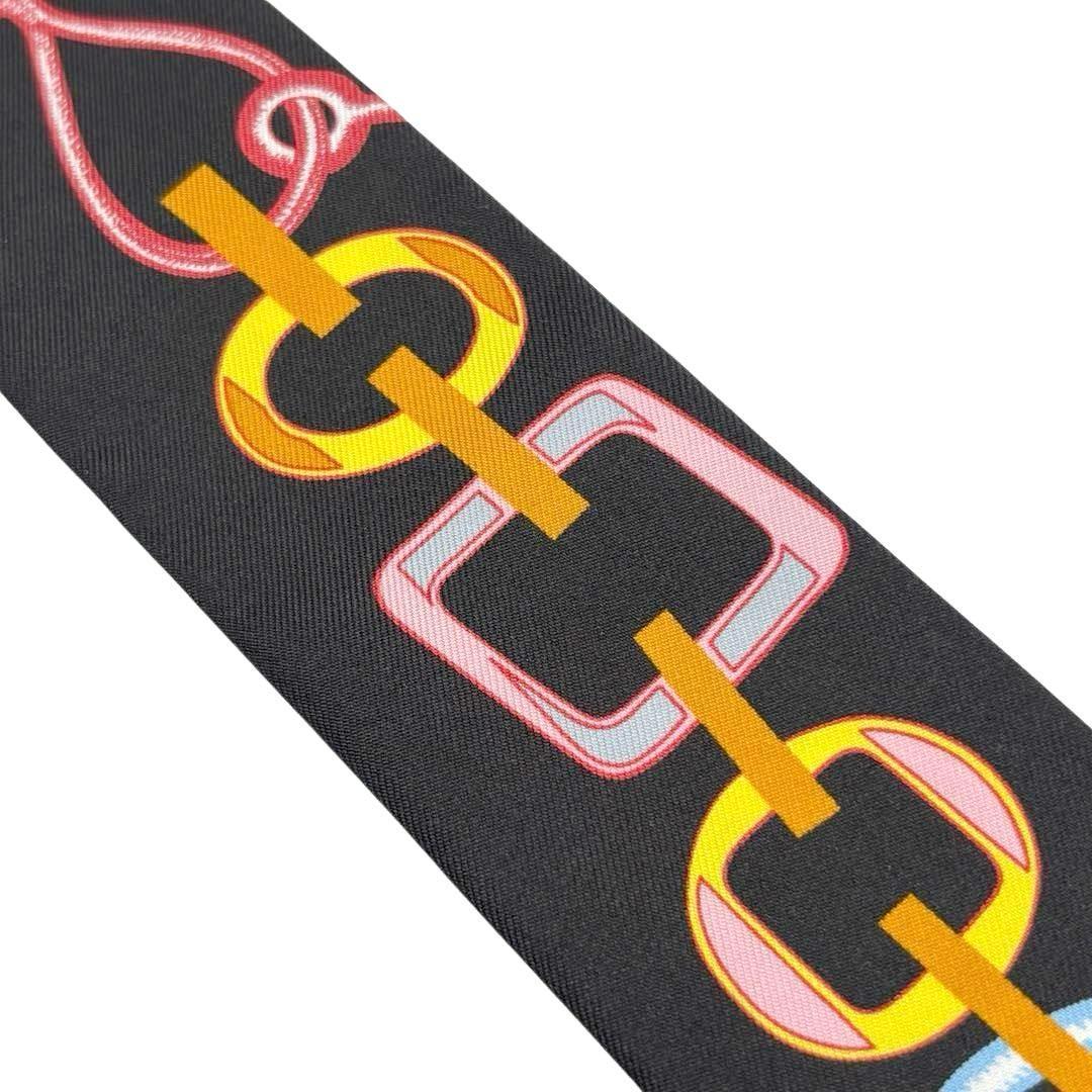 【美品】エルメス スカーフ ツイリー ドレブックル 黒 2023春夏 1Q25