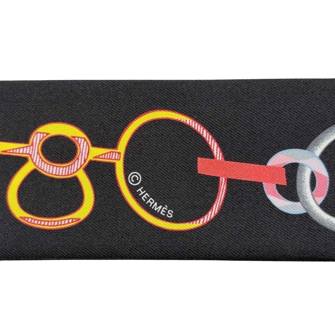 【美品】エルメス スカーフ ツイリー ドレブックル 黒 2023春夏 1Q25