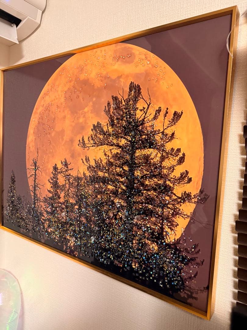 「幻想的満月と森のラグジュアリーアートパネル」