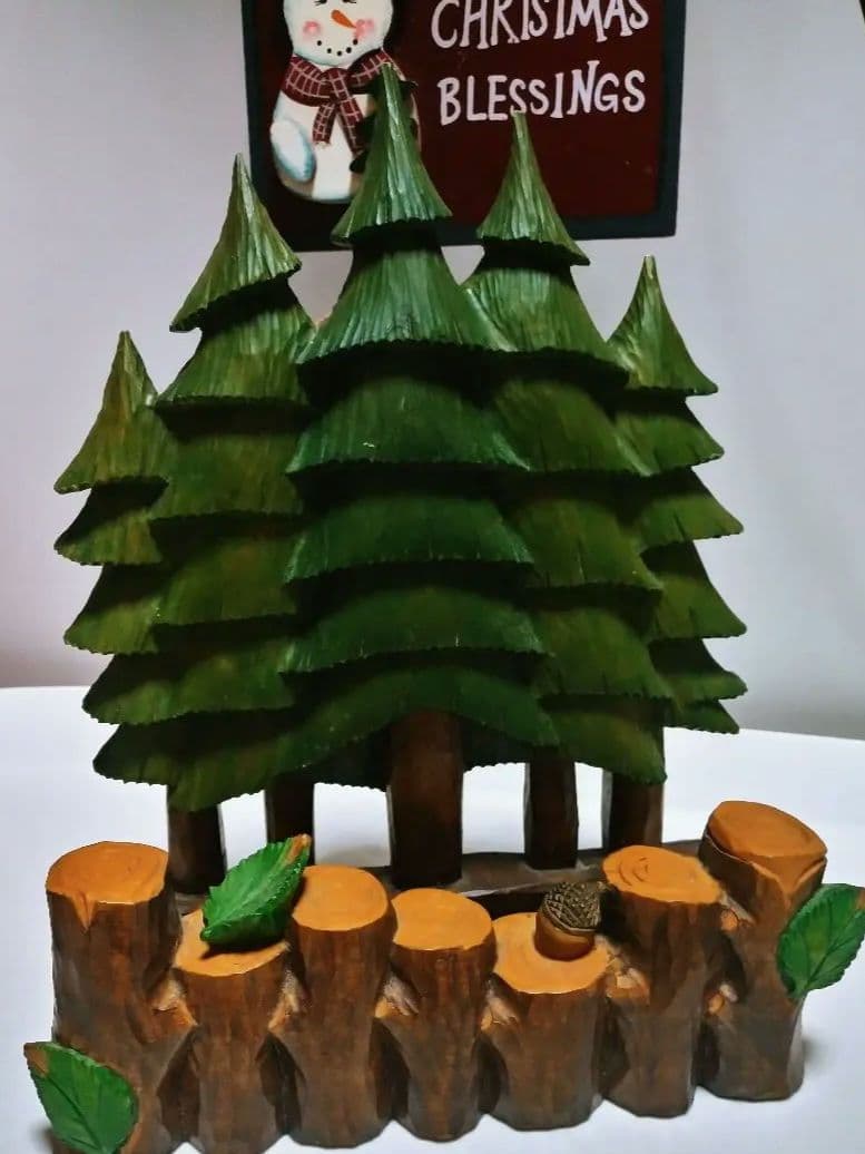 ❤️ヴィンテージ　木製　置き物　クリスマスツリー　切り株　可愛い　壁掛け✨❤️