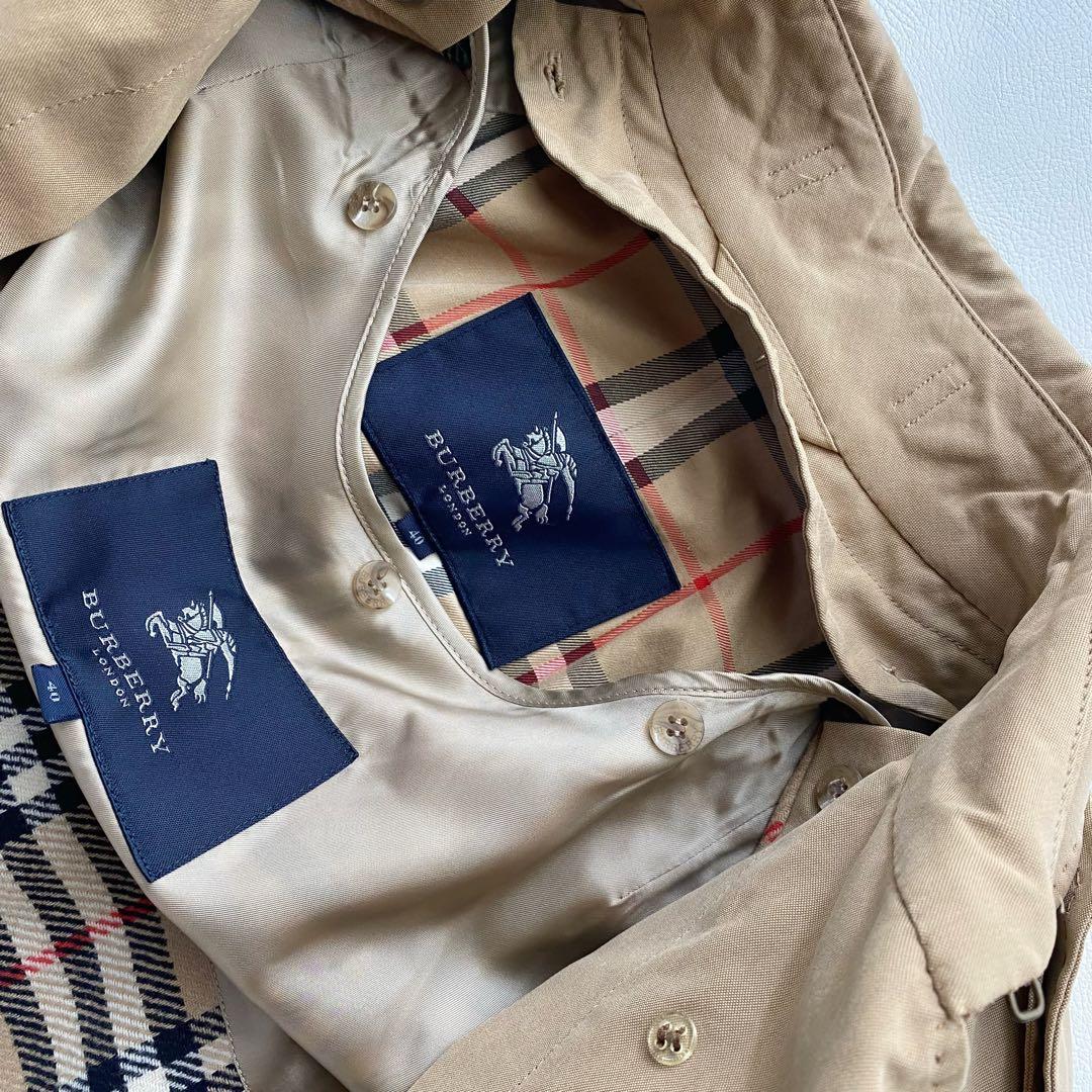【マキシ丈/美品】バーバリーロンドン トレンチコート ハニー 40 ライナー付