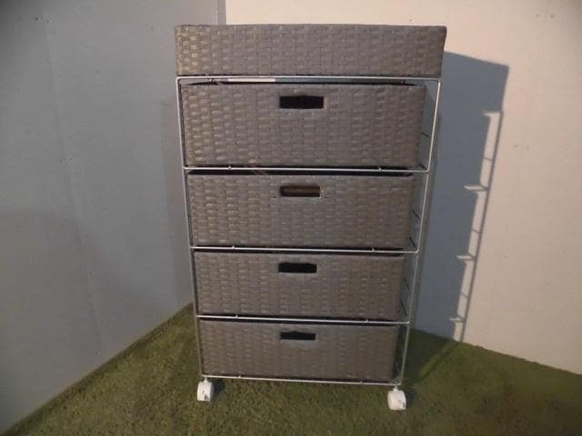 アウトレット【送料無料・新品】ラタン風★サニタリー★ランドリーチェスト【グレー】