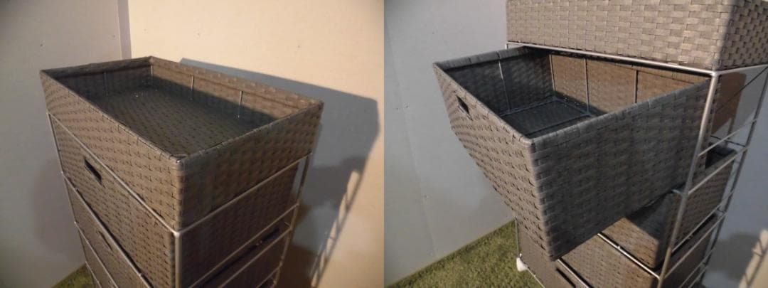 アウトレット【送料無料・新品】ラタン風★サニタリー★ランドリーチェスト【グレー】