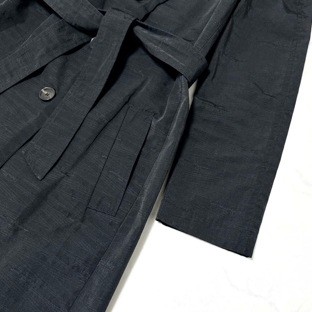 極美品✨ フェラガモ　ロングコート　薄手　ベルト　総柄　Aライン　黒　40