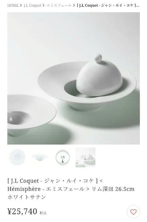 J.L Coquet ジャン・ルイ・コケ エミスフェール リム深皿 26.5cm