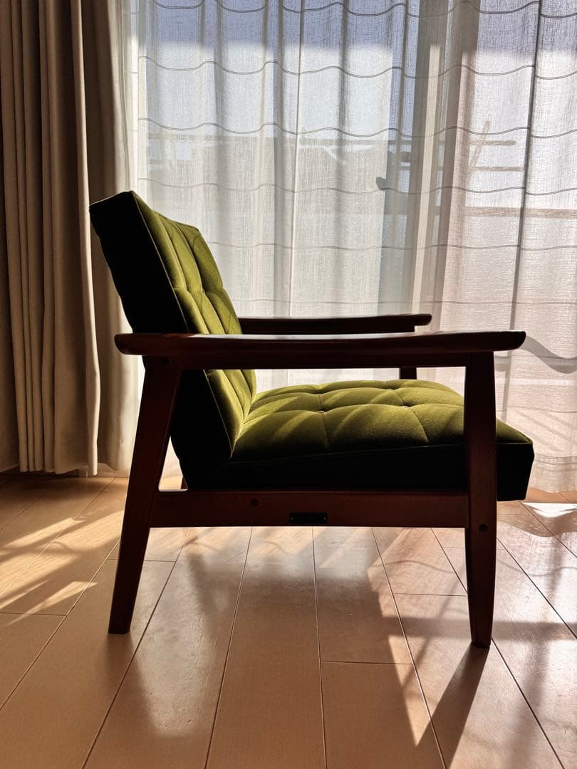 【karimoku】カリモク Kチェア モケットグリーン 1人掛けソファ