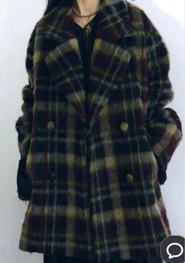 AMERI ADORABLE SHAGGY CHECK COAT！