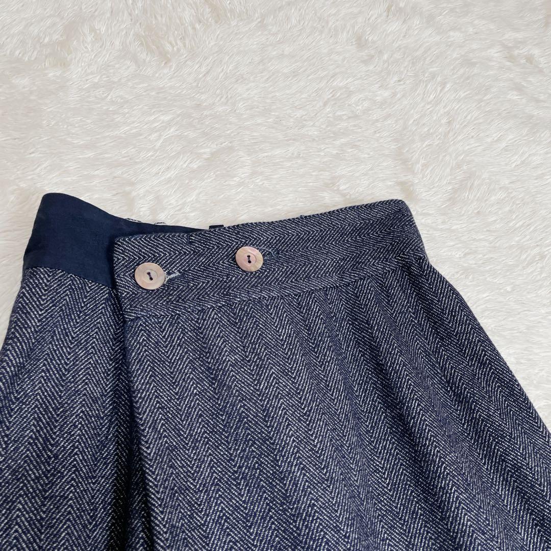 美品　パラスパレス　コットン　ヘリンボーン　 重ねスカート　インディゴ　3