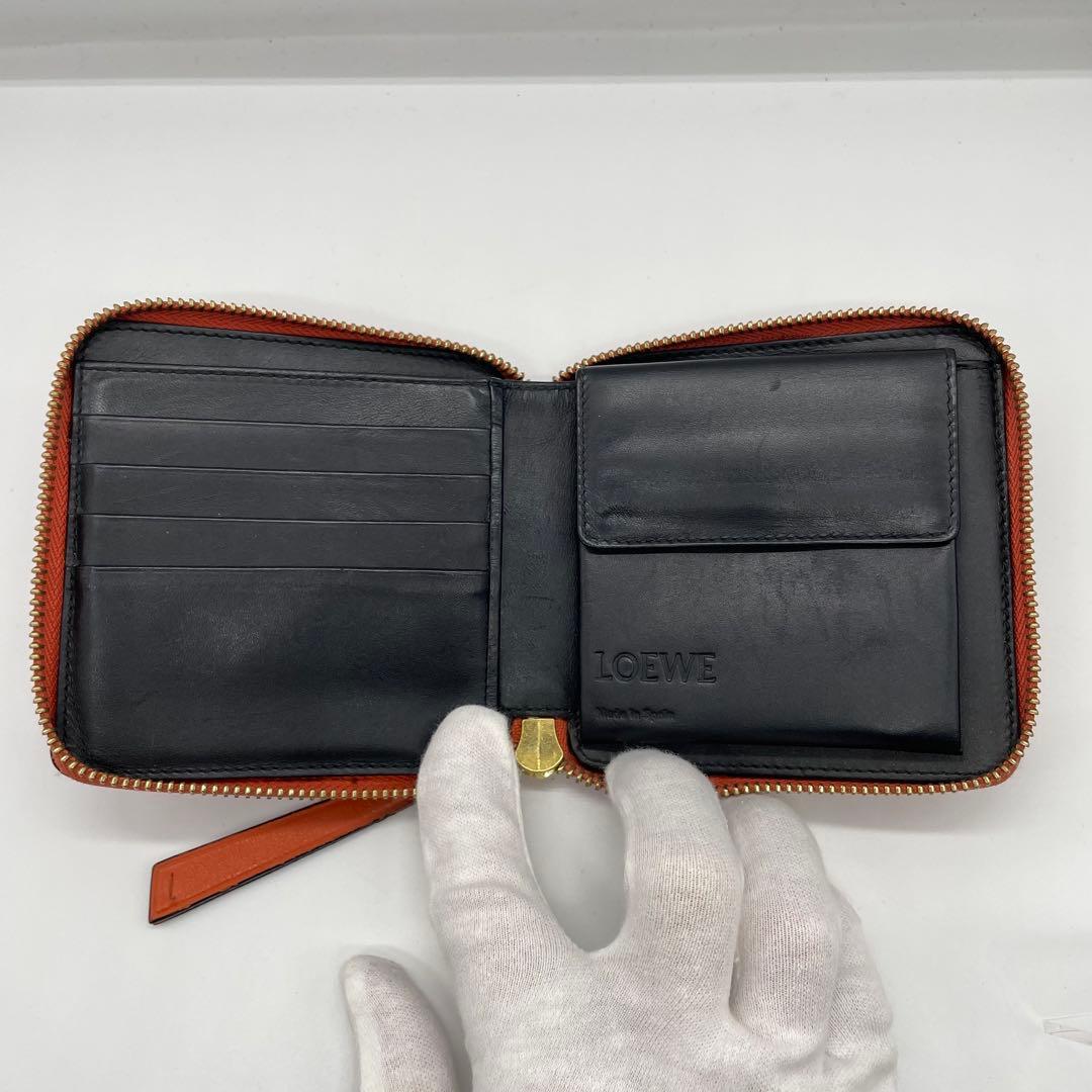 【良品】 LOEWE ロエベ パズル ラウンドファスナー 折り財布 w6