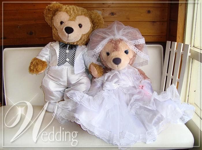 ダッフィー・シェリーメイ Mサイズ用＊ウエディングドレス＆ホワイトタキシード