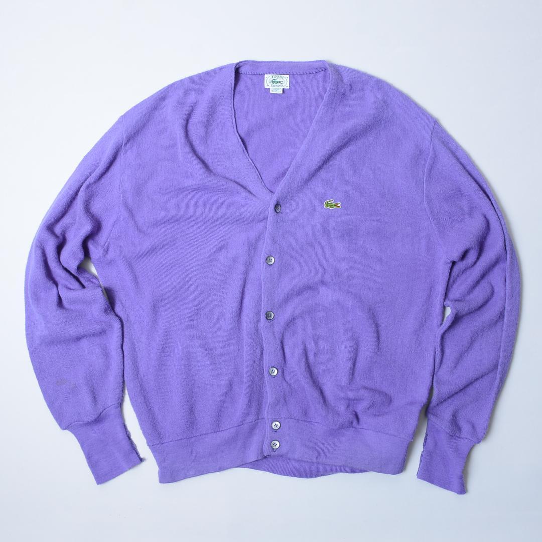 ラコステ　LACOSTE IZOD 80s 紫色 カーディガン US XL