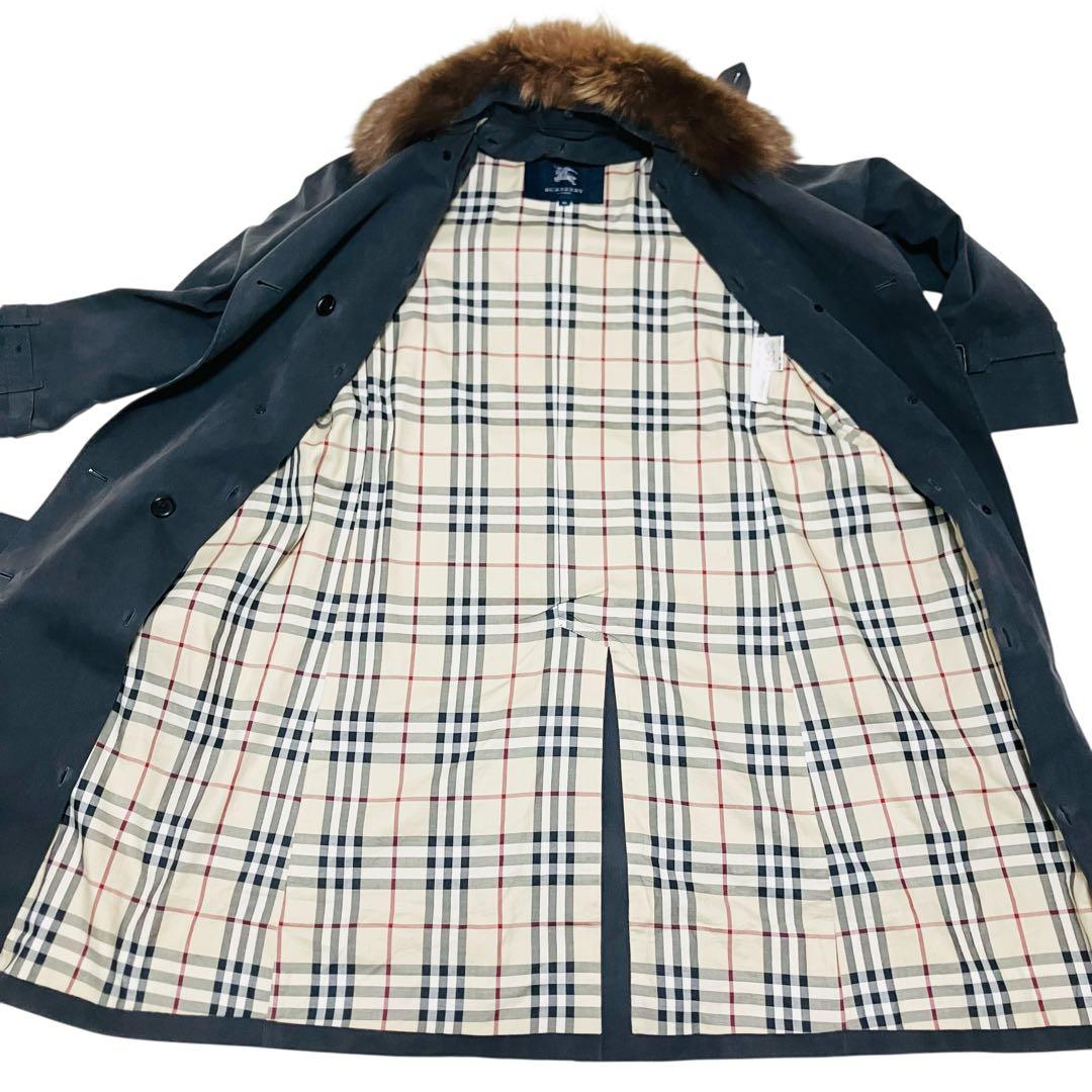 バーバリー✨モッズコート メガチェック キルティングライナー フォックスファー