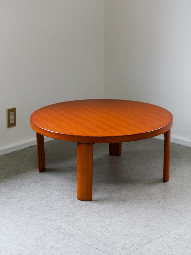 フクダクラフト　90年代 天然木円卓　折りたたみ　モダン ラウンド ローテーブル