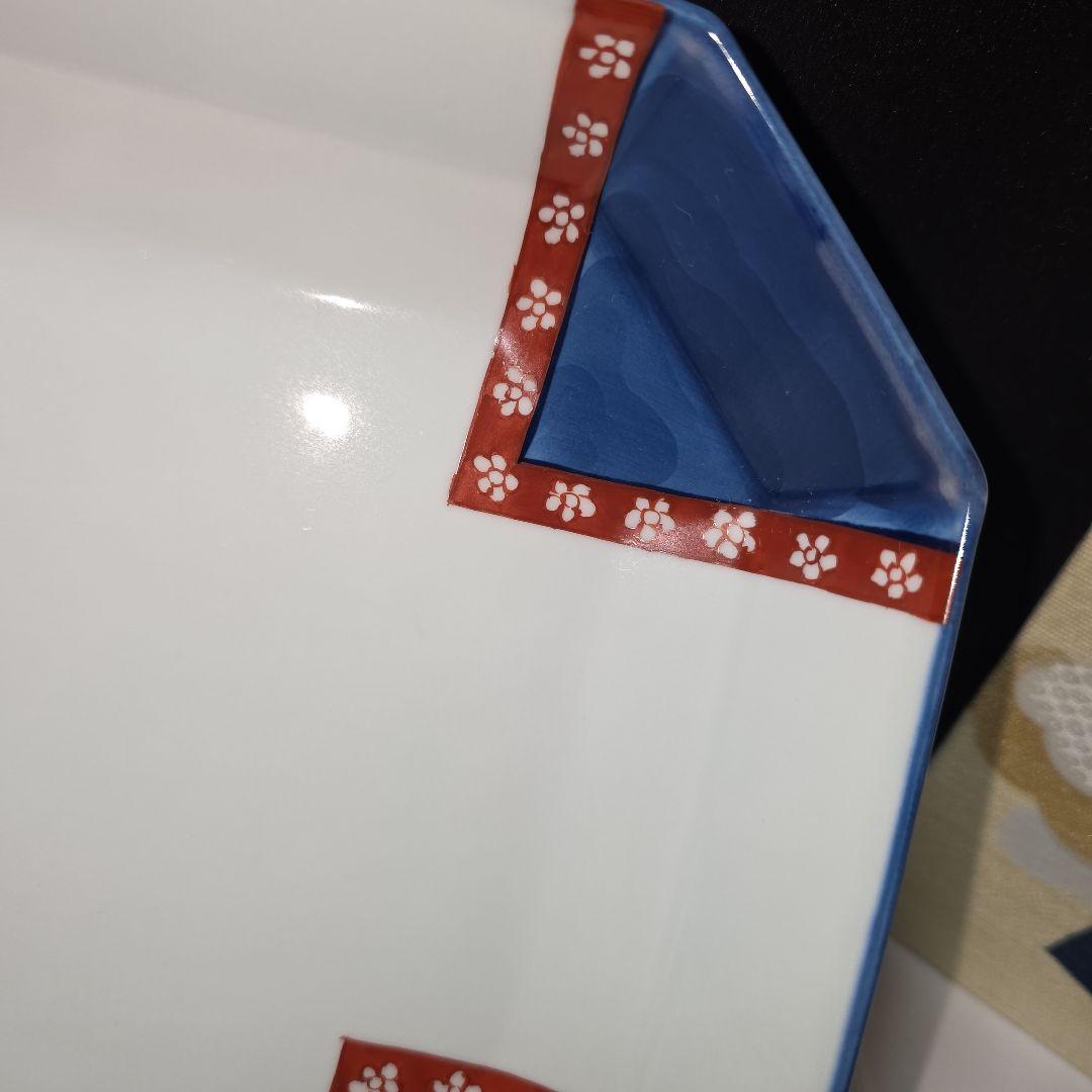 源右衛門 方皿 3枚 染錦梅小紋