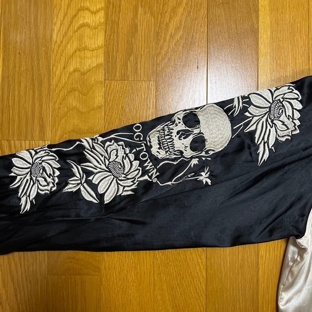 DOG TOWN スカジャン 龍と虎刺繍と髑髏(黒龍)