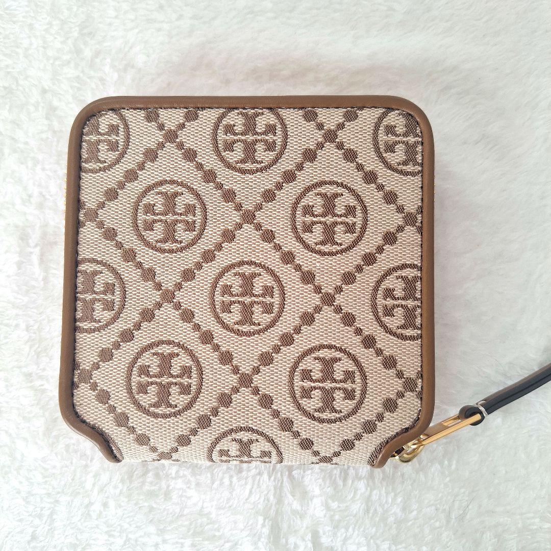 Tory Burch トリーバーチ 二つ折り財布 ロゴ 総柄 レザー ブラウン