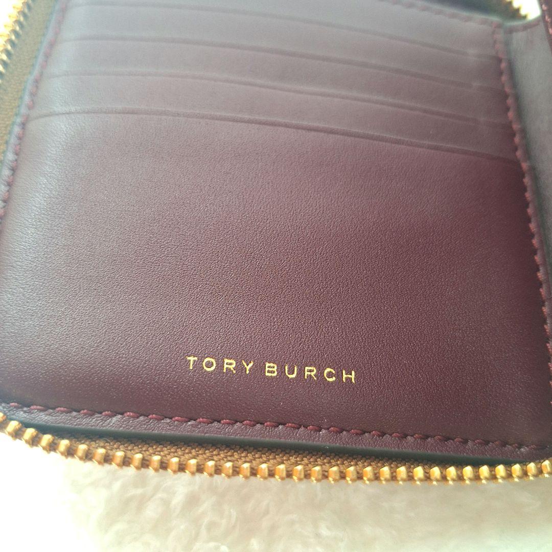 Tory Burch トリーバーチ 二つ折り財布 ロゴ 総柄 レザー ブラウン