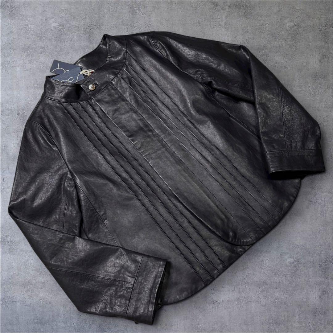 【新品】 パラスパレス ラムレザー ノーカラー ジャケット イタリア製 M相当