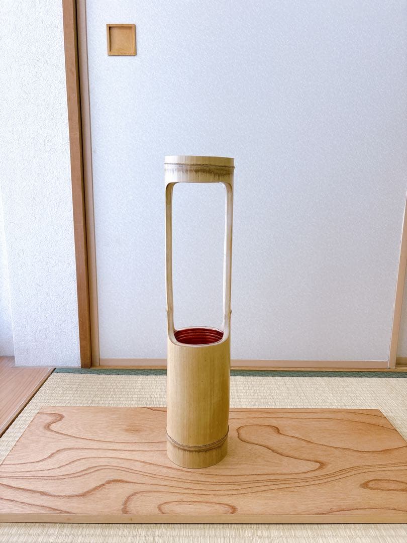 84 美品　根なし　一重切り　一重切　竹花入れ華道具　池坊