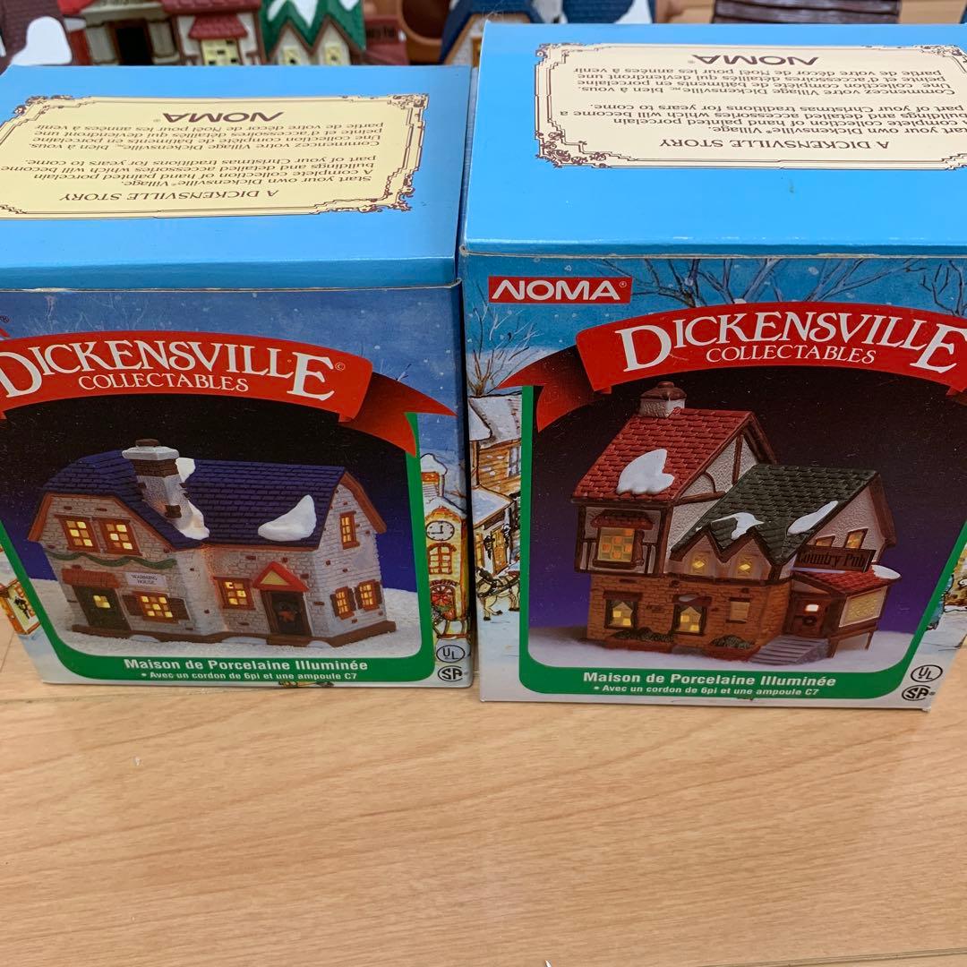 ミニチュアハウスクリスマスディスプレー　陶器のお家　雪の粉付き