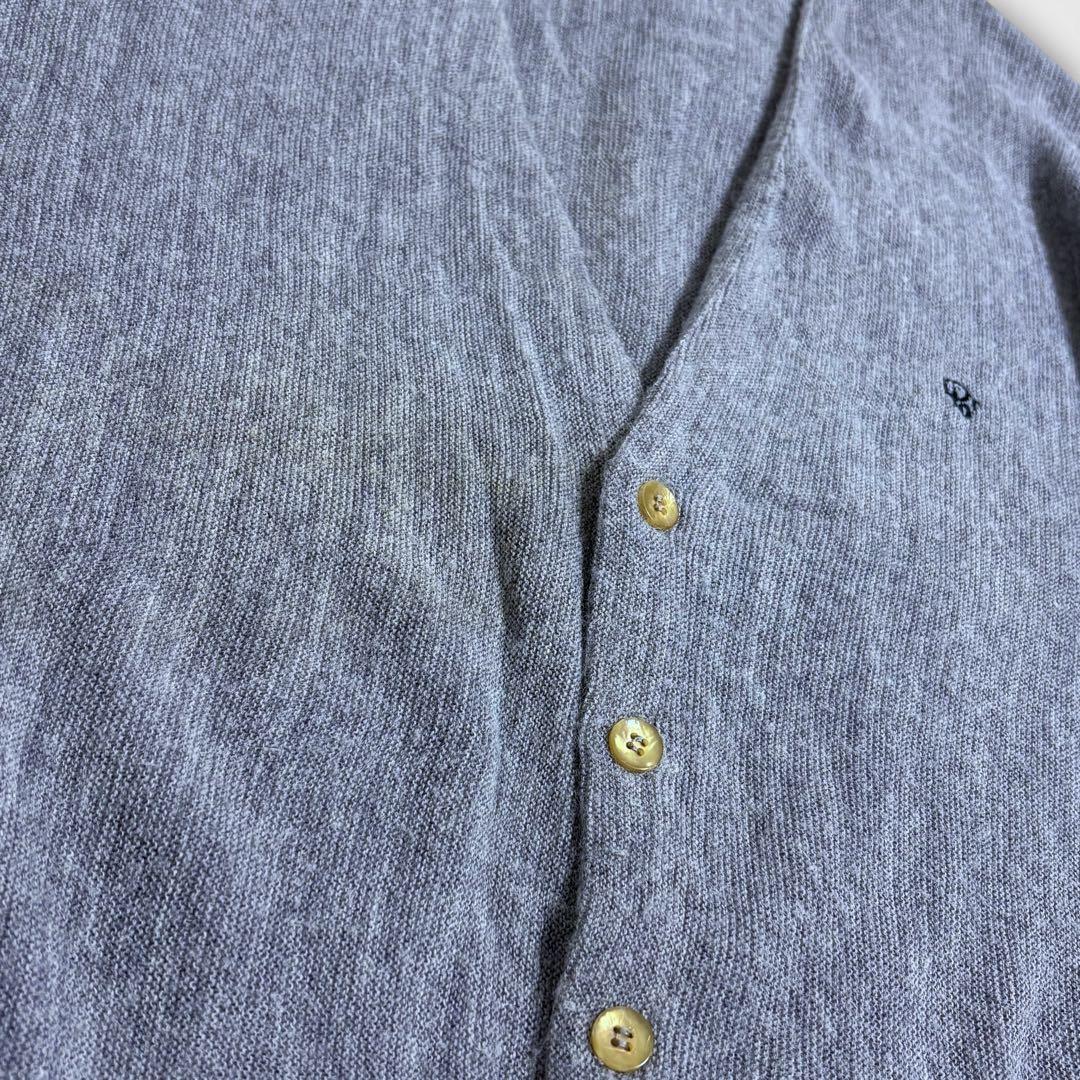 90s Dior ロゴ刺繍 アクリル カーディガン XL グレー