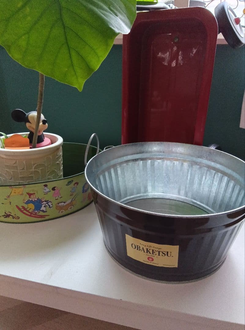 ガーデニング小物３点 ラジオフライヤー、オバケツ、ビンテージ缶