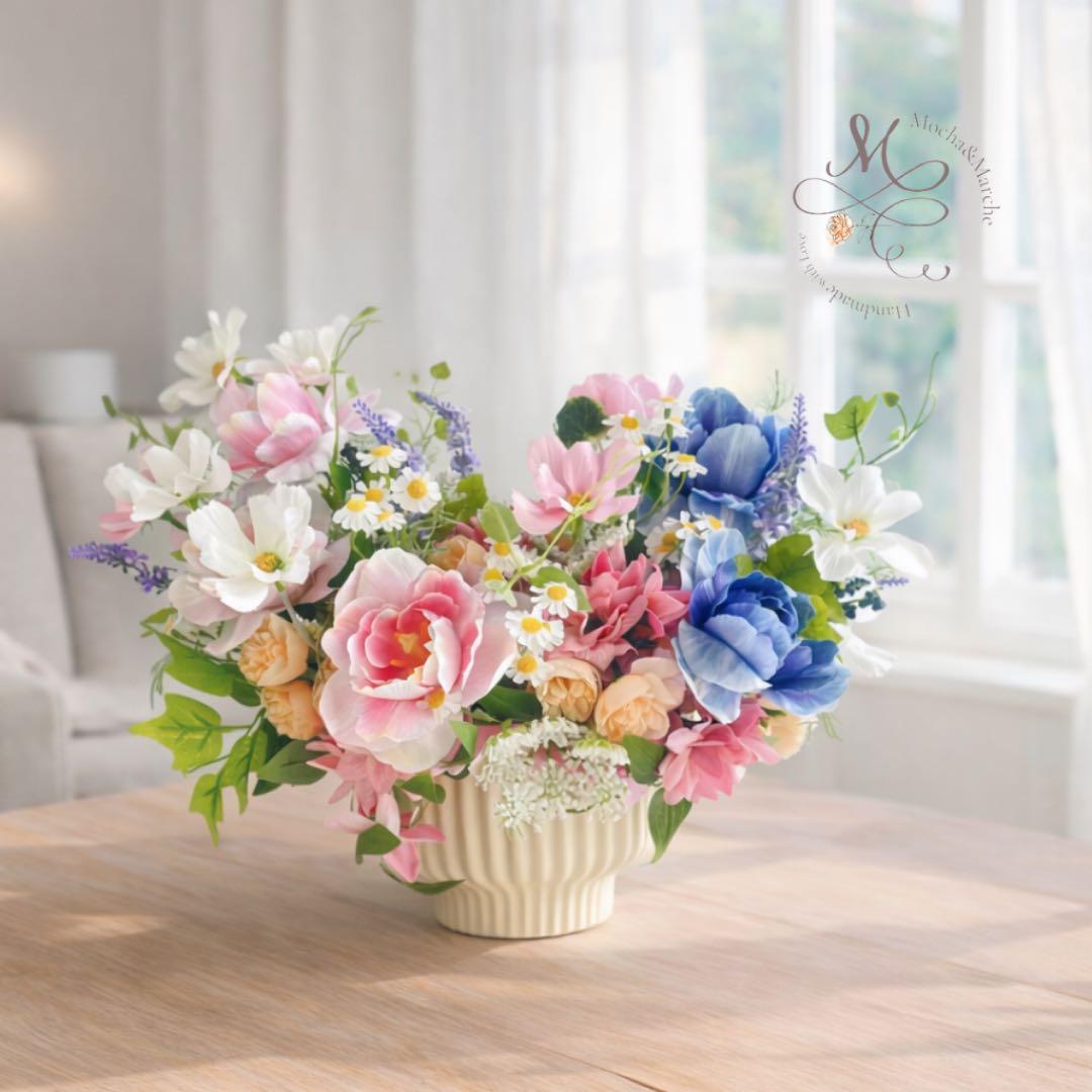 【光触媒フラワー】春の息吹を感じる チューリップのアレンジメント 退職祝い