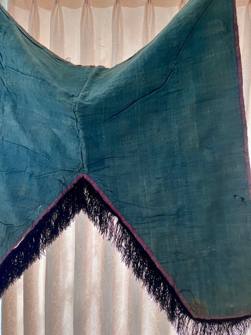 アンティーク トルコ 花柄ジャガード織り フリンジ付き 布飾り