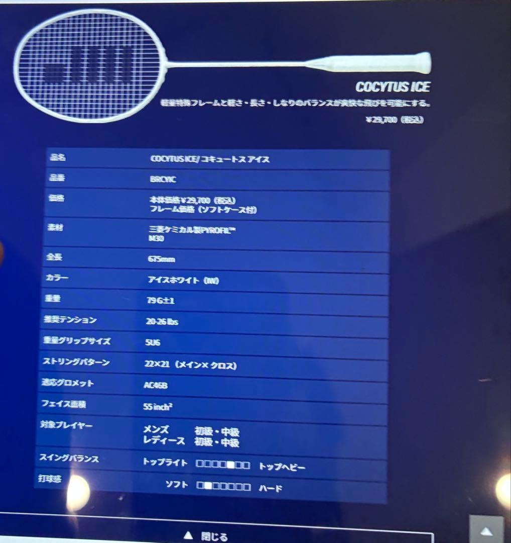 GOSEN ゴーセン COCYTUS ICE バドミントンラケット 2本セット