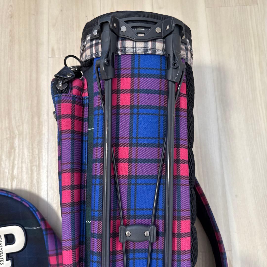 パーリーゲイツ　キャディバッグ　スタンド式　軽量　チェック柄