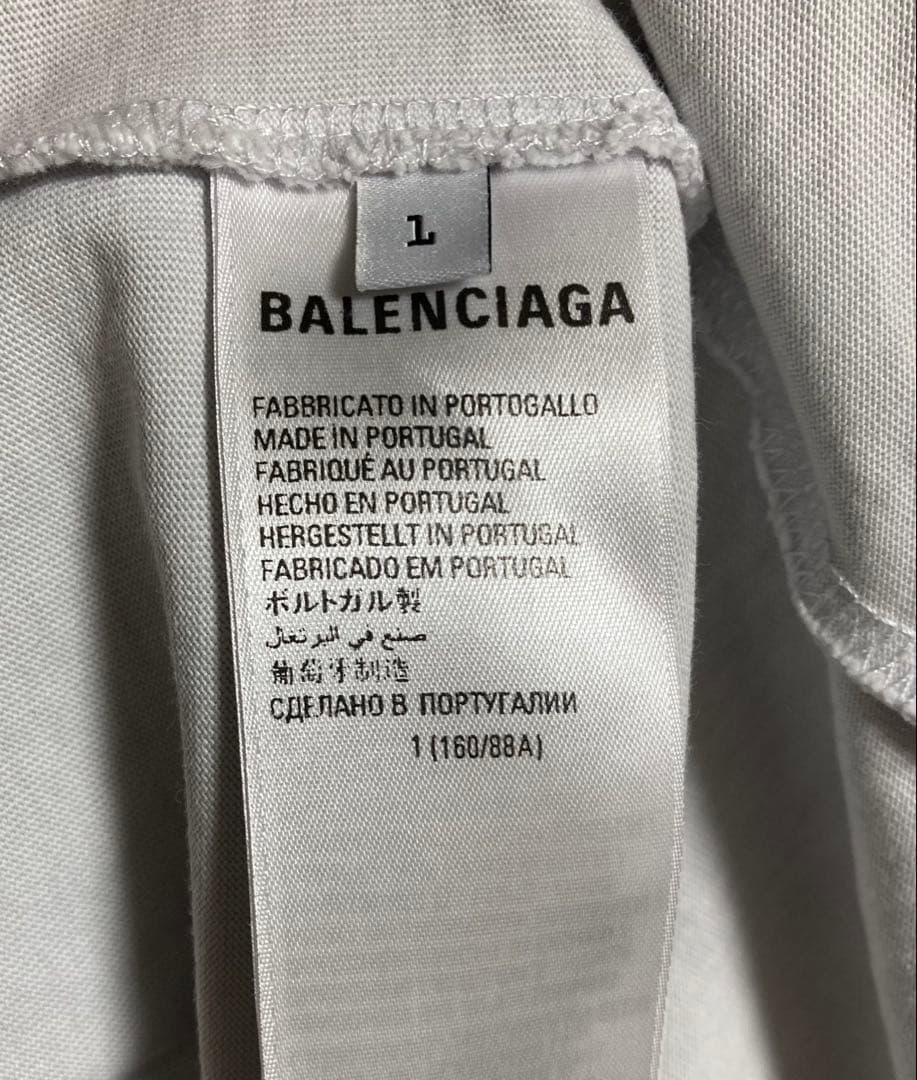 BALENCIAGA バレンシアガ　デストロイ　メタルロゴ　tシャツ グレー