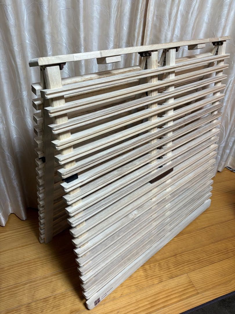 すのこベッド　折りたたみ　シングル　桐すのこ　みやび格子　簡単布団干し
