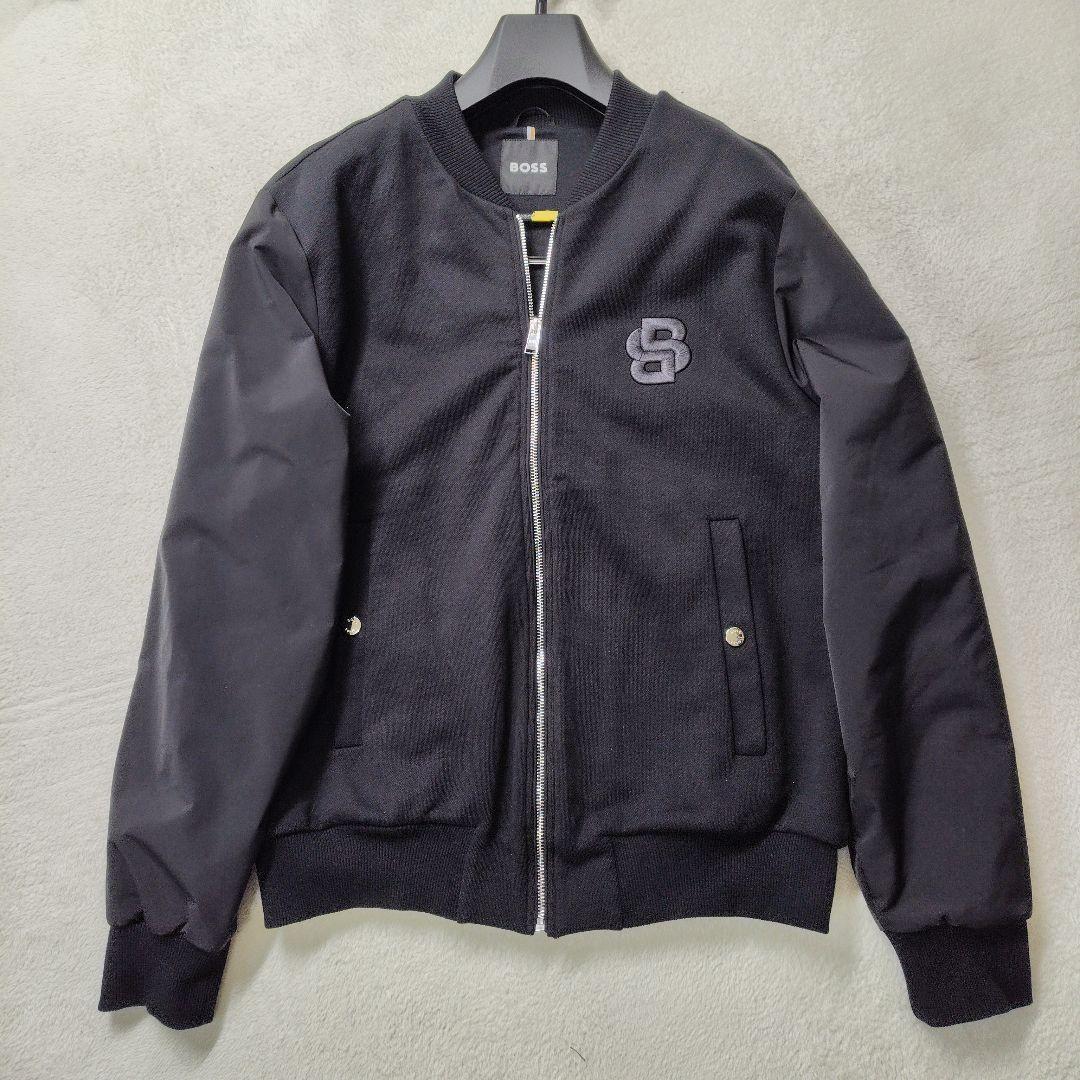 未使用に近い　現行　ヒューゴボス　ブルゾン　異素材　切り替え　中綿　刺繍　L