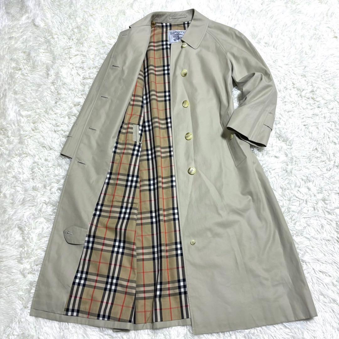 【極美品】バーバリー ステンカラーコート ベージュ ノバチェック マキシ丈