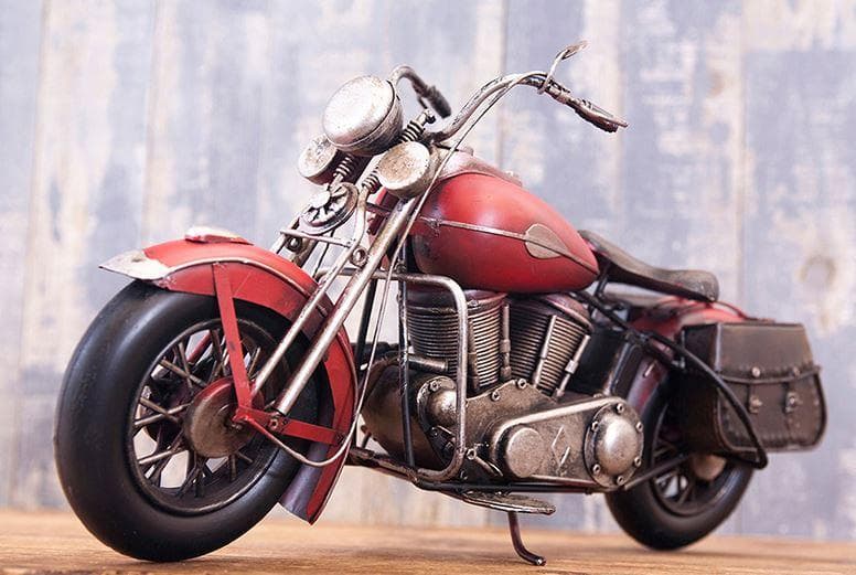 置物 バイク オートバイ ブリキ ミニカー 赤 ハーレー 0910E-1488