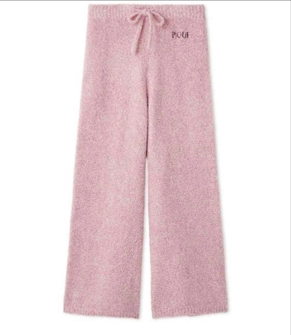 ジェラートピケ メランジロゴ刺繍ロングパンツ【PNK】